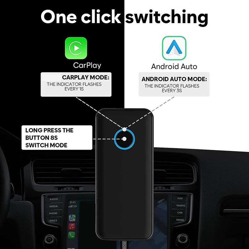 2 In 1 Wireless Car Carplay Adapter&wireless Android Auto Adapter,converts Wired Carplay and Aa To