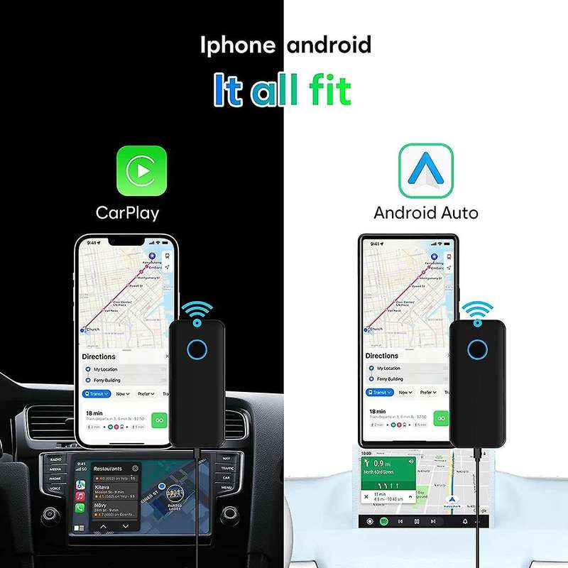 2 In 1 Wireless Car Carplay Adapter&wireless Android Auto Adapter,converts Wired Carplay and Aa To
