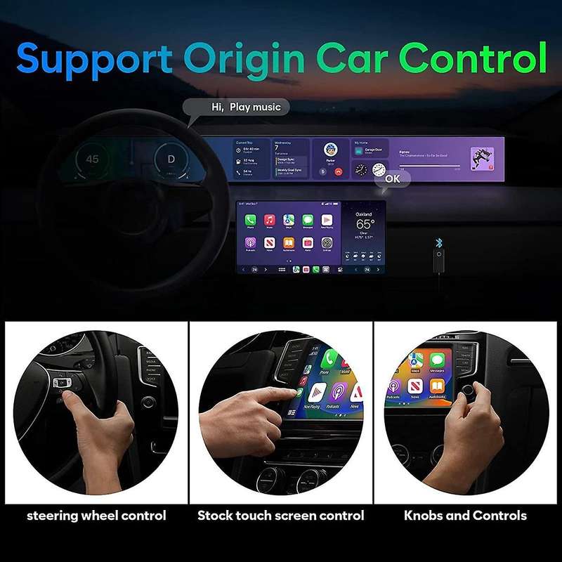 2 In 1 Wireless Car Carplay Adapter&wireless Android Auto Adapter,converts Wired Carplay and Aa To