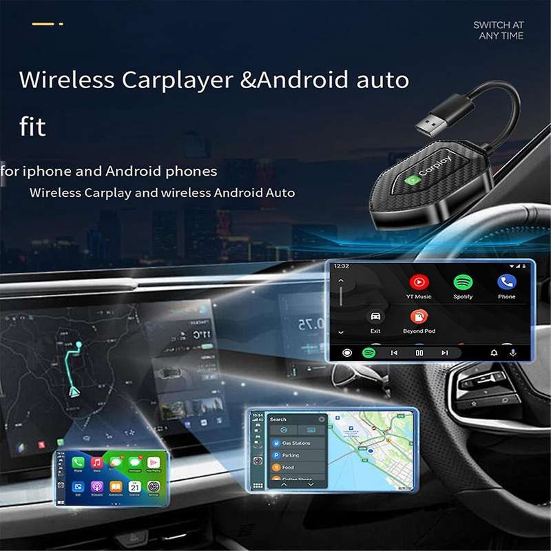 2 in 1 Wireless Adapter Wireless Carplay Android Adapter Android Auto Car Adapter Convert Wired to C