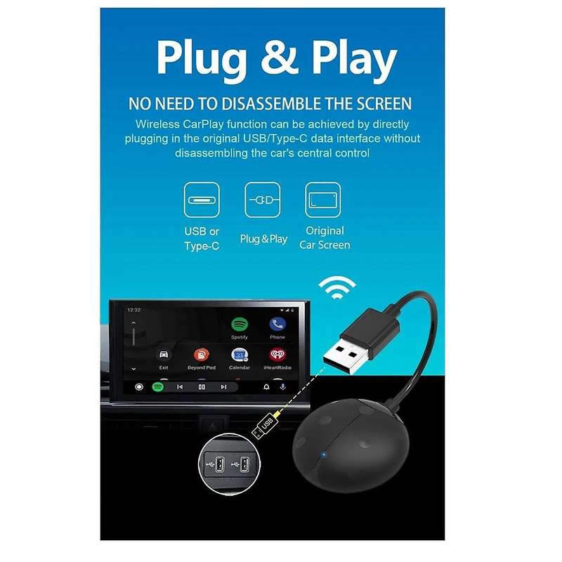 2 in 1 Wireless CarPlay Adapter USB Dongle Wired Android Auto AI Box Car Media Player Adapter Blueto