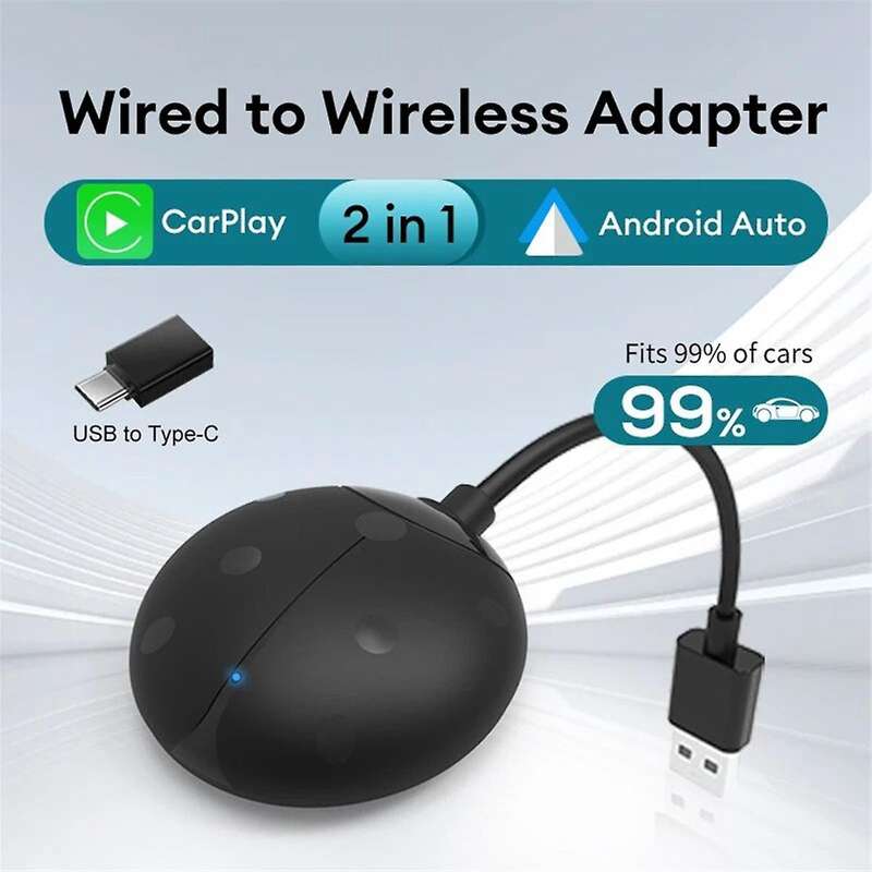 2 in 1 Wireless CarPlay Adapter USB Dongle Wired Android Auto AI Box Car Media Player Adapter Blueto