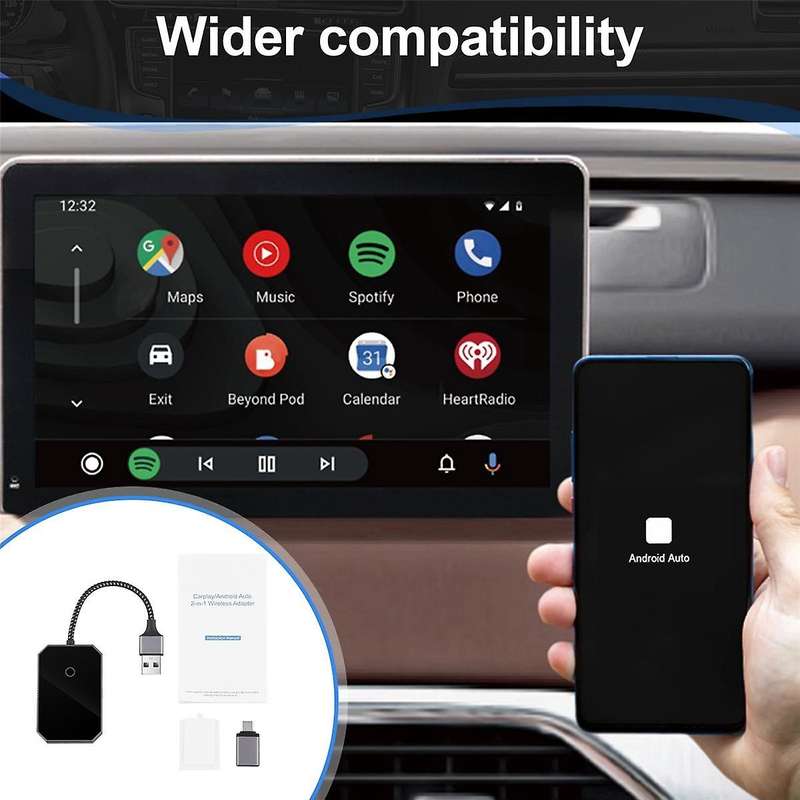 2 in 1 Wireless Carplay Adapter Carplay Car Wired to Wireless Carplay Box Wired Auto to Wireless Au