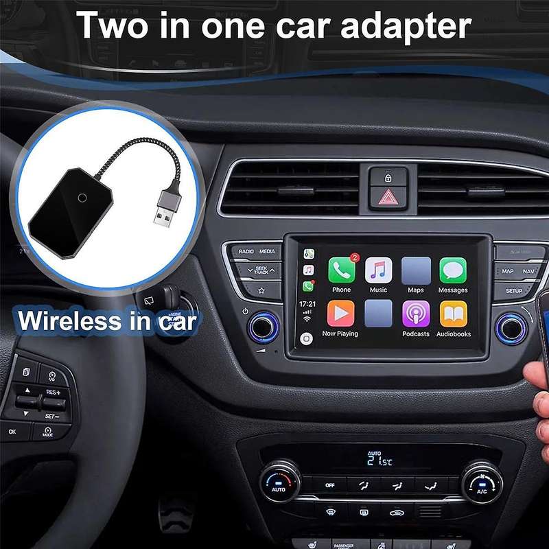 2 in 1 Wireless Carplay Adapter Carplay Car Wired to Wireless Carplay Box Wired Auto to Wireless Au
