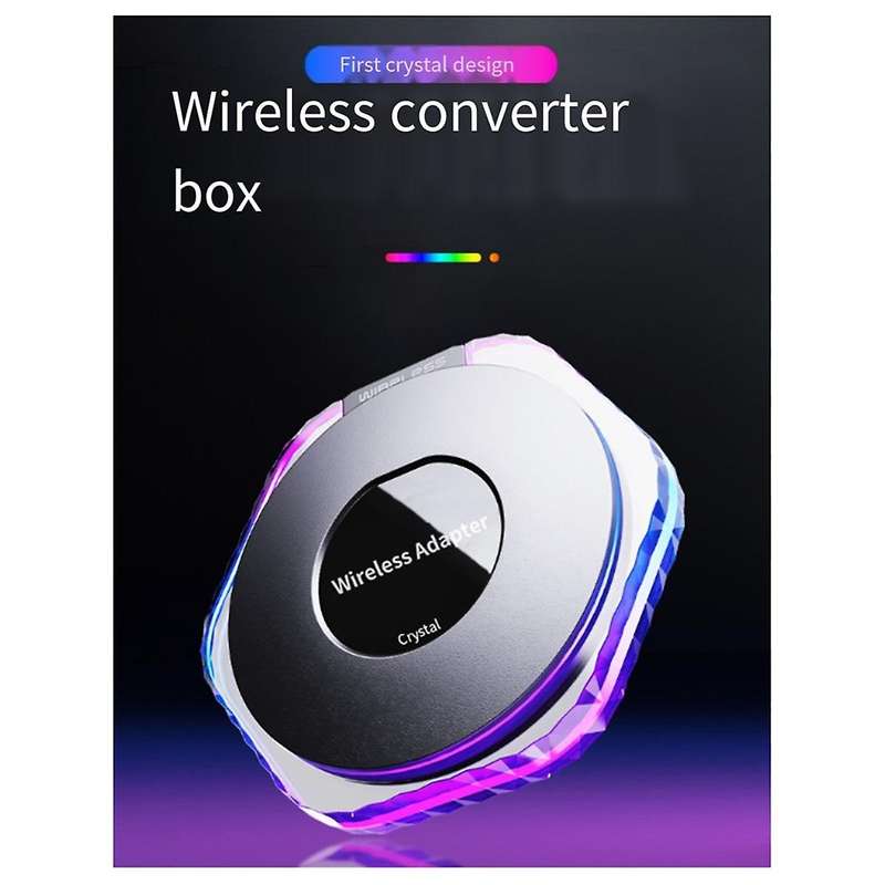 2 in 1 Wireless Carplay Adapter with RGB Lighting Car Adapter Seamlessly Convert Wired Android Auto