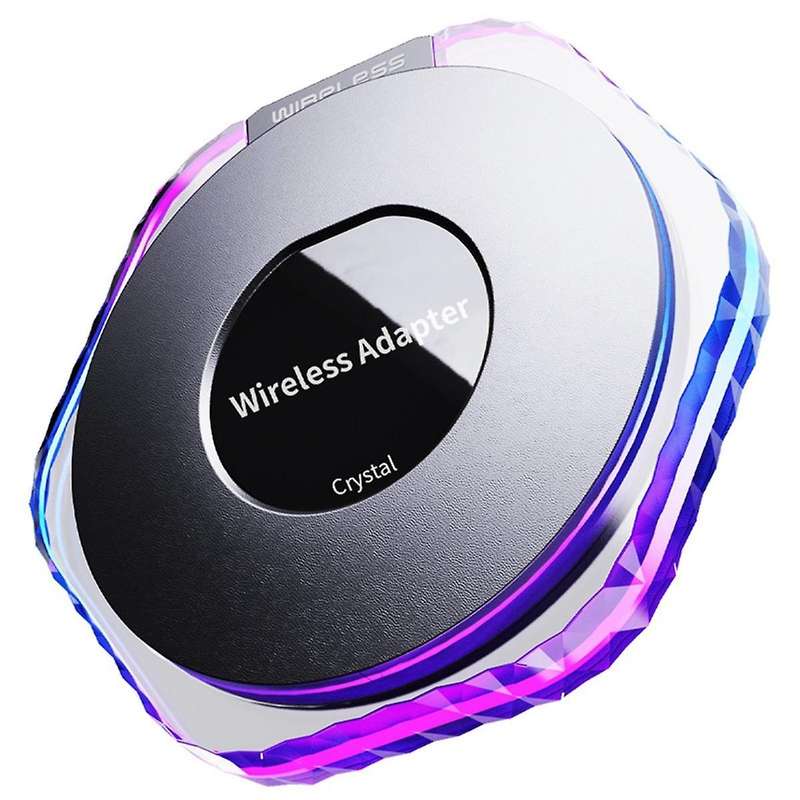 2 in 1 Wireless Carplay Adapter with RGB Lighting Car Adapter Seamlessly Convert Wired Android Auto