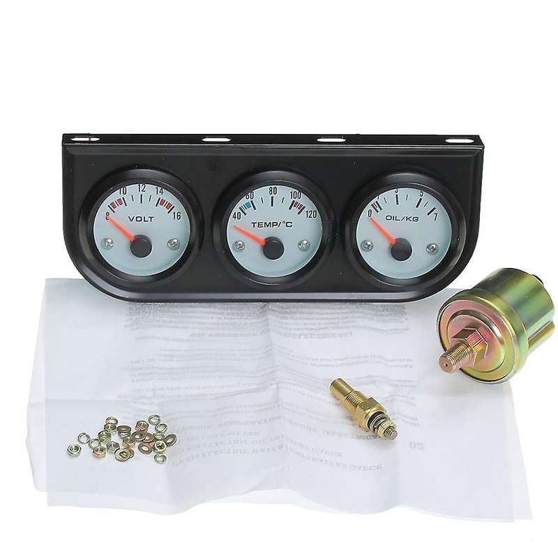 2 inch /52mm Car Triple Gauge Kit 3In1 Voltmeter RPM Water Temp Oil Pressure Gauge Car Meter