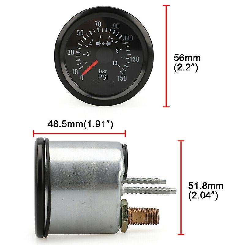 2 Inch 52mm Mechanical Auto Car Air Pressure Gauge Dual Display Bar PSI Black Face