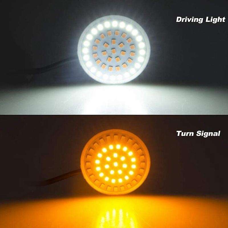 2 Inch LED Turn Signals Light, 1157 Amber Turn Signal Bulb White Running Light, 2 PCS Smoke Lens Cov