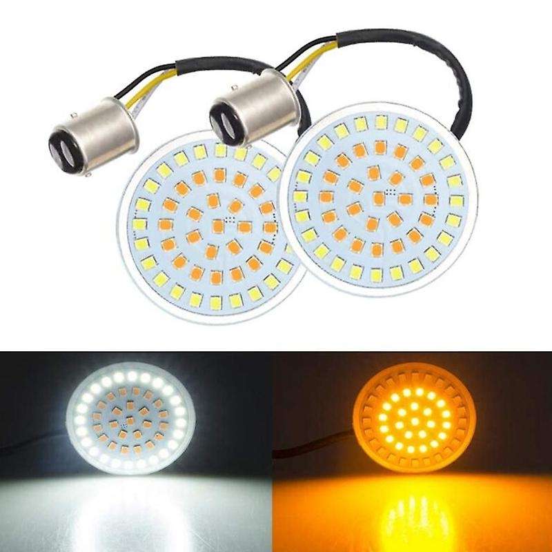 2 Inch LED Turn Signals Light, 1157 Amber Turn Signal Bulb White Running Light, 2 PCS Smoke Lens Cov