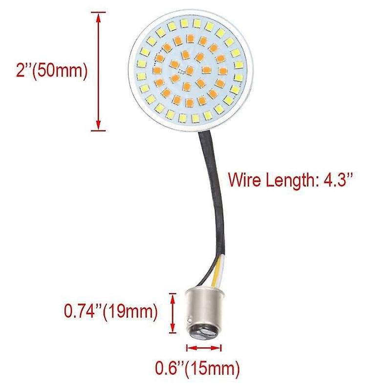 2 Inch LED Turn Signals Light, 1157 Amber Turn Signal Bulb White Running Light, 2 PCS Smoke Lens Cov
