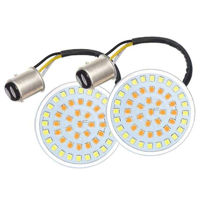 2 Inch LED Turn Signals Light, 1157 Amber Turn Signal Bulb White Running Light, 2 PCS Smoke Lens Cov