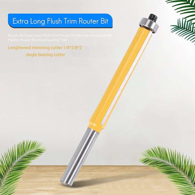 2 inch Height Extra Long Flush Trim Router Bit 1/4 inch X 3/8 inch Woodworking Milling Cutter Compat