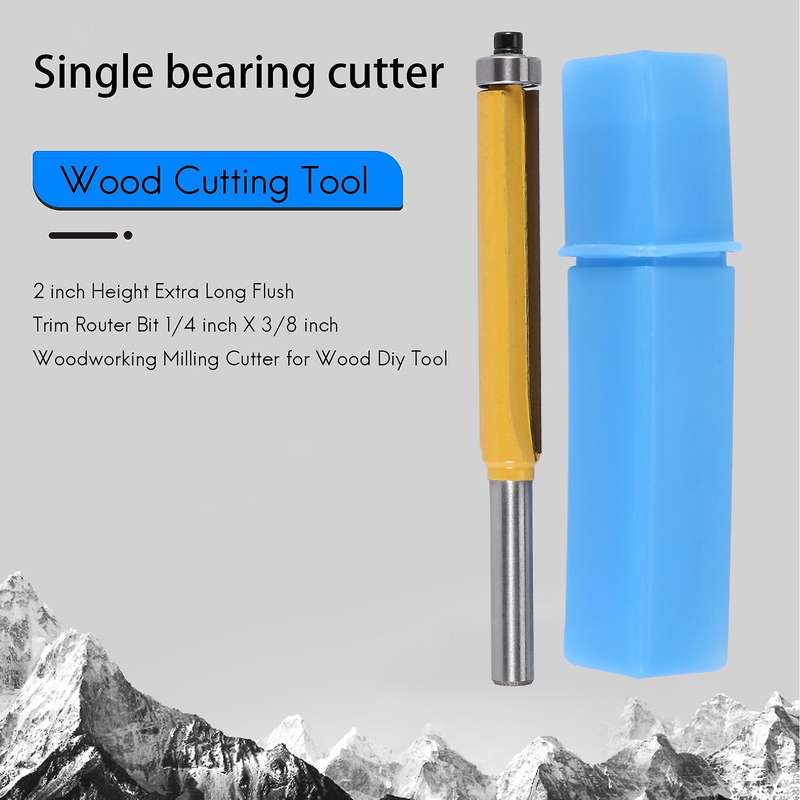 2 inch Height Extra Long Flush Trim Router Bit 1/4 inch X 3/8 inch Woodworking Milling Cutter Compat