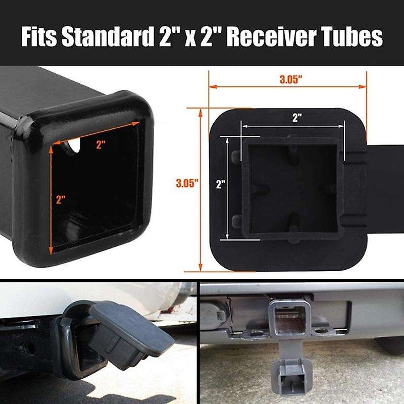 2 Inch Trailer Hitch Cover Plug Tow Cap for Rubber Receiver PT228-35960-,2PCS