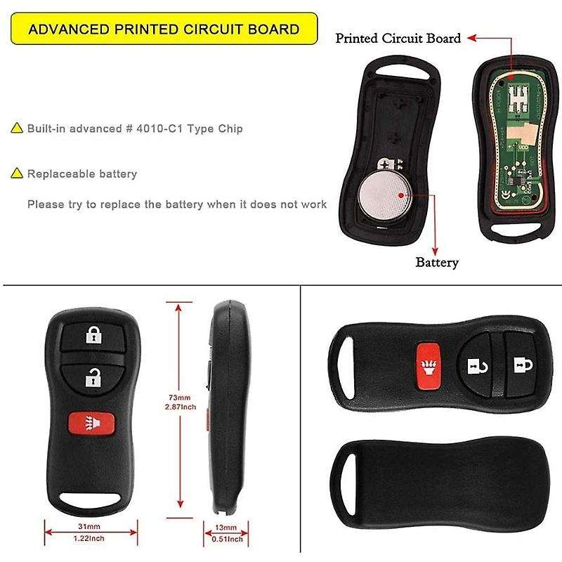 2 Key for Quest Nv Car Keyless Entry Remote for Kbrastu15