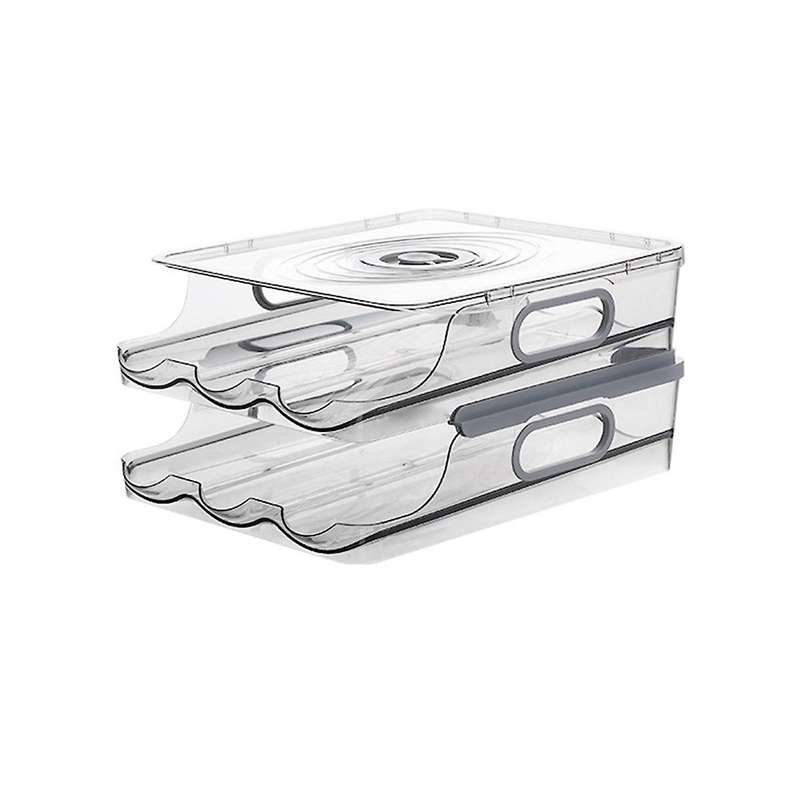 2 Layer Storage Egg Container for Refrigerator,automatically Rolling Egg Holder for Refrigerator wit