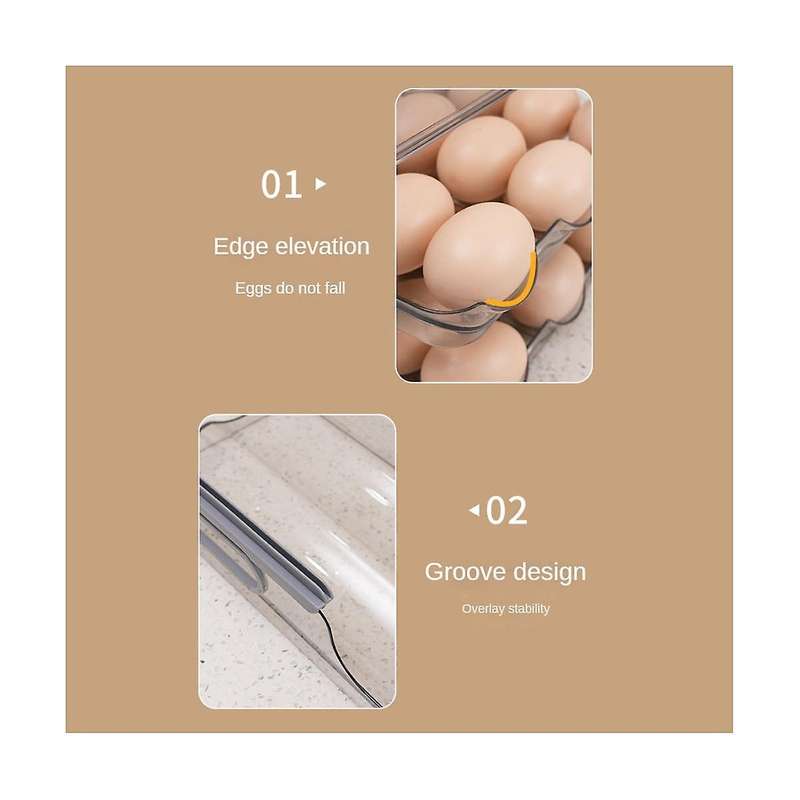 2 Layer Storage Egg Container for Refrigerator,automatically Rolling Egg Holder for Refrigerator wit