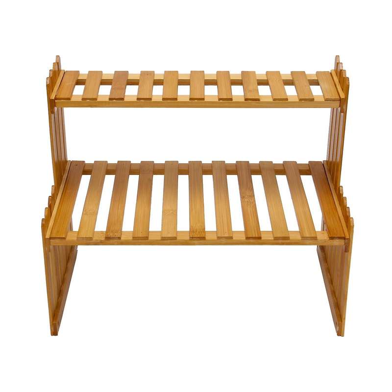 2 Layers Bamboo Storage Rack Kitchen Spice Seasoning Rack Decoration Organizer Shelf Home Desktop