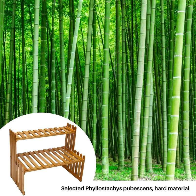 2 Layers Bamboo Storage Rack Kitchen Spice Seasoning Rack Decoration Organizer Shelf Home Desktop