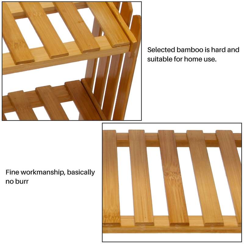 2 Layers Bamboo Storage Rack Kitchen Spice Seasoning Rack Decoration Organizer Shelf Home Desktop
