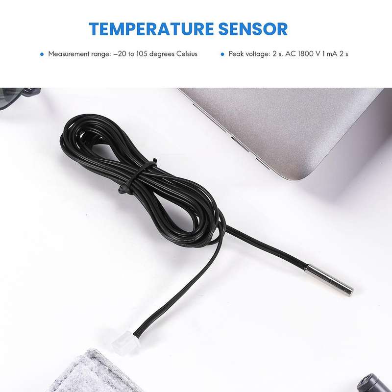 2 M Ntc Thermistor Temperature Sensor Waterproof Probe Wire 10 K 1% 3950 Black