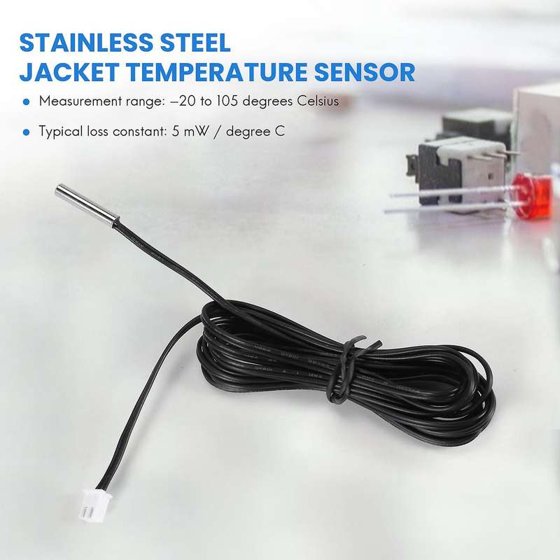 2 M Ntc Thermistor Temperature Sensor Waterproof Probe Wire 10 K 1% 3950 Black