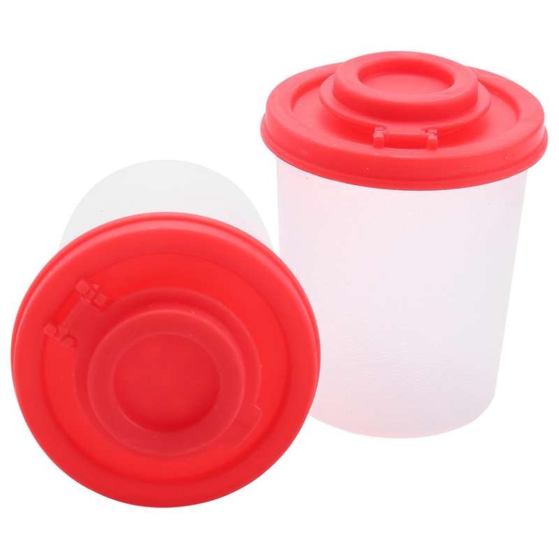 2 Medium Salt and Pepper Shakers Moisture Proof ,Salt Shaker with Red Covers Lids Plastic Airtight S