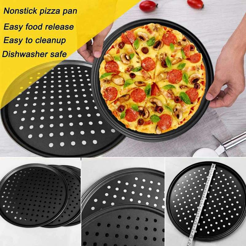 2 Pack 11 Inch Personal Perforated Pizza Pans Carbon Steel with Nonstick Coating Easy to Clean Pizz