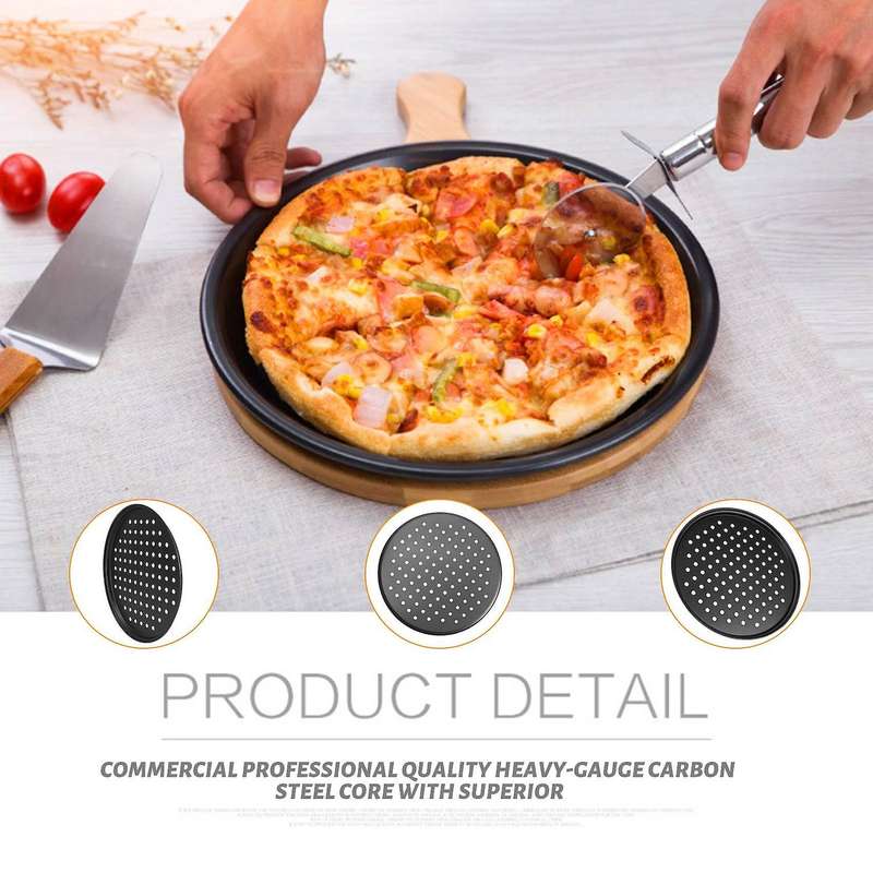 2 Pack 11 Inch Personal Perforated Pizza Pans Carbon Steel with Nonstick Coating Easy to Clean Pizz