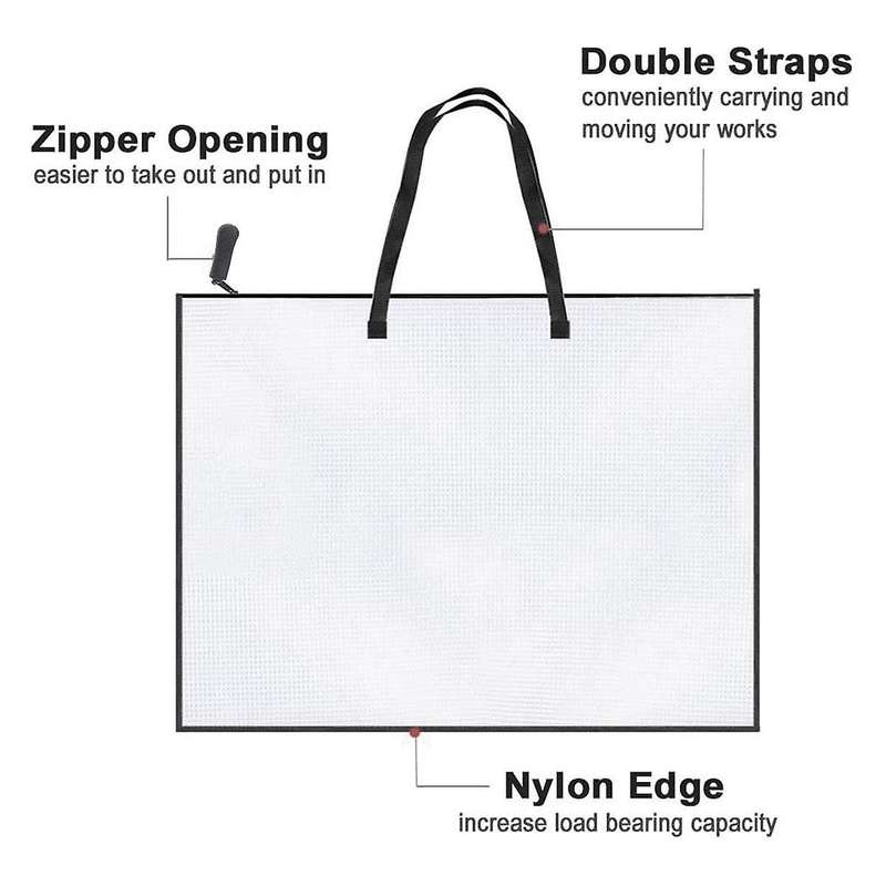 2 Pack 19x25 Inches Art Portfolio Case, Portfolio Folder for Artwork, Posters Storage Bag with Zippe