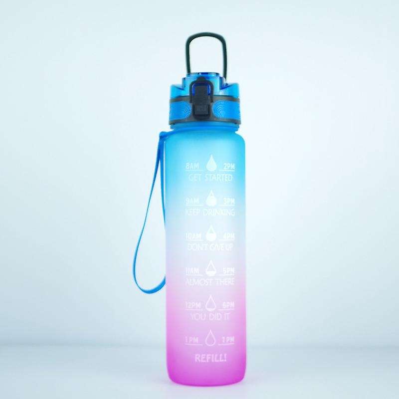 2 Pack 1000Ml Water Bottle with Motivational Time Marker Gradient Water Bottle for Fitness Gym and O