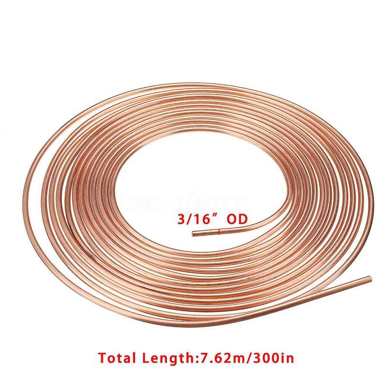 2 Pack 25ft Copper Nickel Brake Line Tubing Kit 3/16 Inch Od + 30pcs Fitting Nuts
