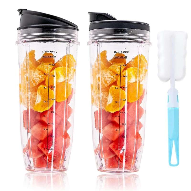 2 Pack 32oz Replacement Mixing Cup with Sip Lid for BL450 BL454 BL456 BL480 BL482 BL640 BL642 BL682