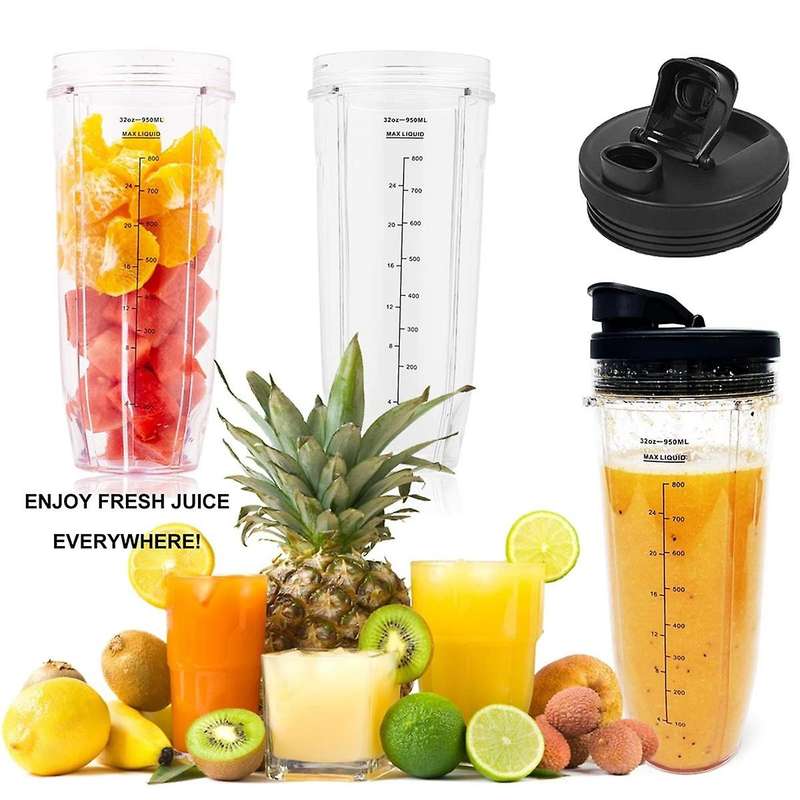 2 Pack 32oz Replacement Mixing Cup with Sip Lid for BL450 BL454 BL456 BL480 BL482 BL640 BL642 BL682