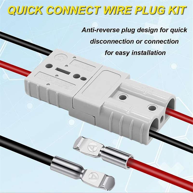 2 Pack 6-10 Gauge 12V to 36V Battery Quick Connect/Disconnect with Mounting Bracket 50A Wire Harnes