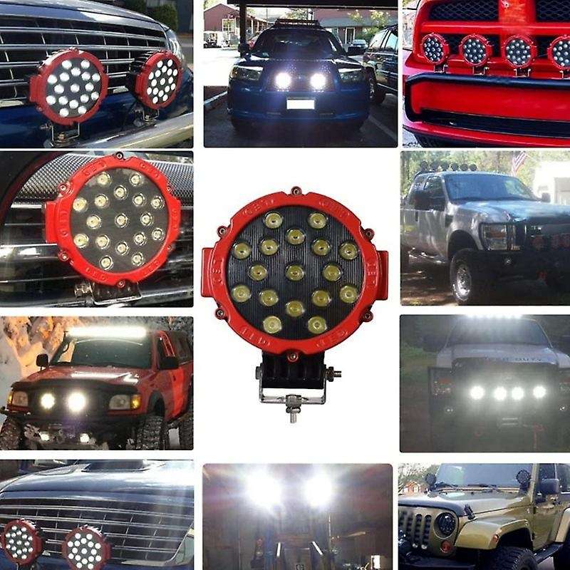 2 Pack 7inch LED Offroad Pod Lights Bar 51W Spot Bumper Driving Lamp Headlight