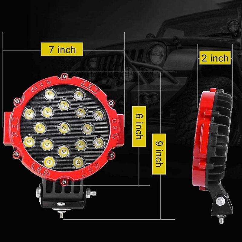2 Pack 7inch LED Offroad Pod Lights Bar 51W Spot Bumper Driving Lamp Headlight