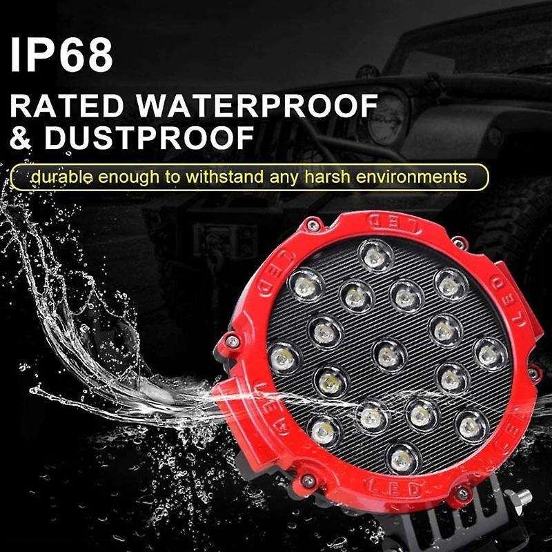 2 Pack 7inch LED Offroad Pod Lights Bar 51W Spot Bumper Driving Lamp Headlight