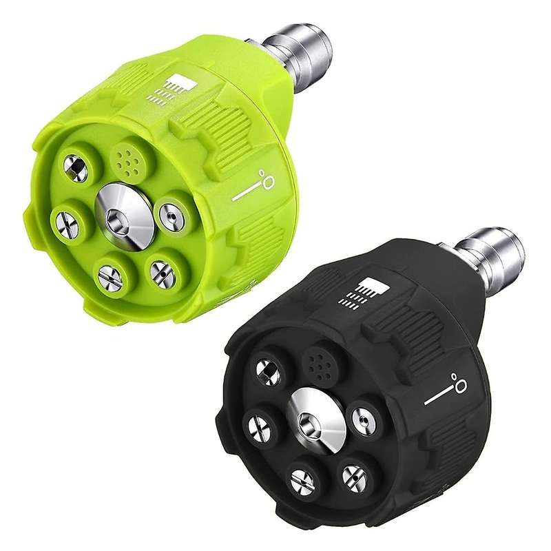 2 Pack 6 in 1 Pressure Washer Nozzles,Quick Changeover Washing Nozzle, 3000-4000Psi (Green and Black