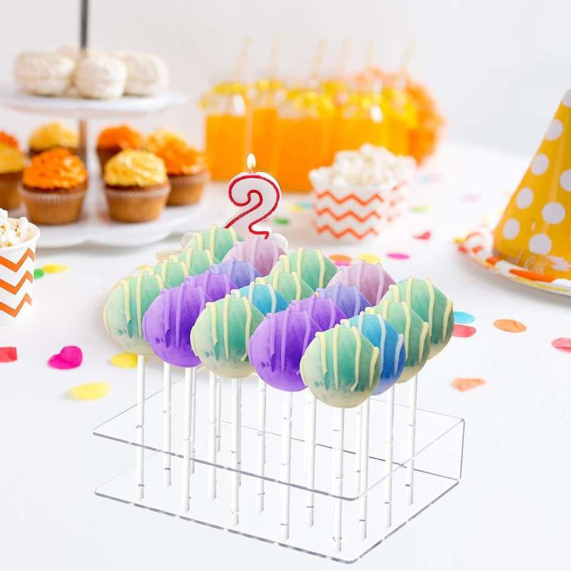 2 Pack Acrylic Lollipop Holder 20 Hole Cake Stand Display for Weddings Baby Showers Birthday Party