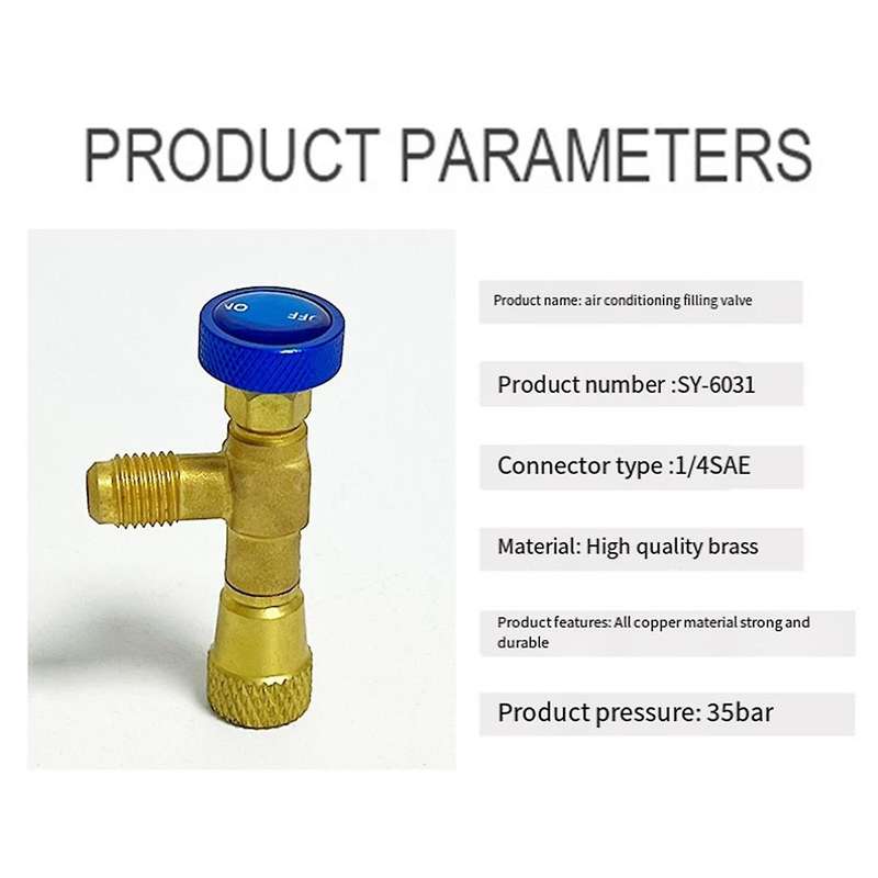 2 Pack Air Conditioning Refrigeration Safety Valve R410A R22 1/4Inch Fill Safety Liquid Adapter Hand