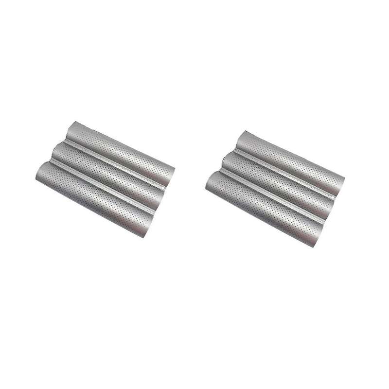 2 Pack Baking Pan, Non-stick Perforated French Bread Pan,sheet for 3 Loaf Baking Pan Toast Perforat