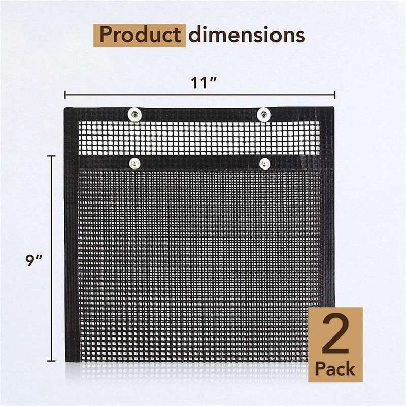 2 Pack BBQ Mesh Grill Bags Reusable, Reusable Non-Stick BBQ Mesh Grilling Bags/Grill Mat for Fish Ve