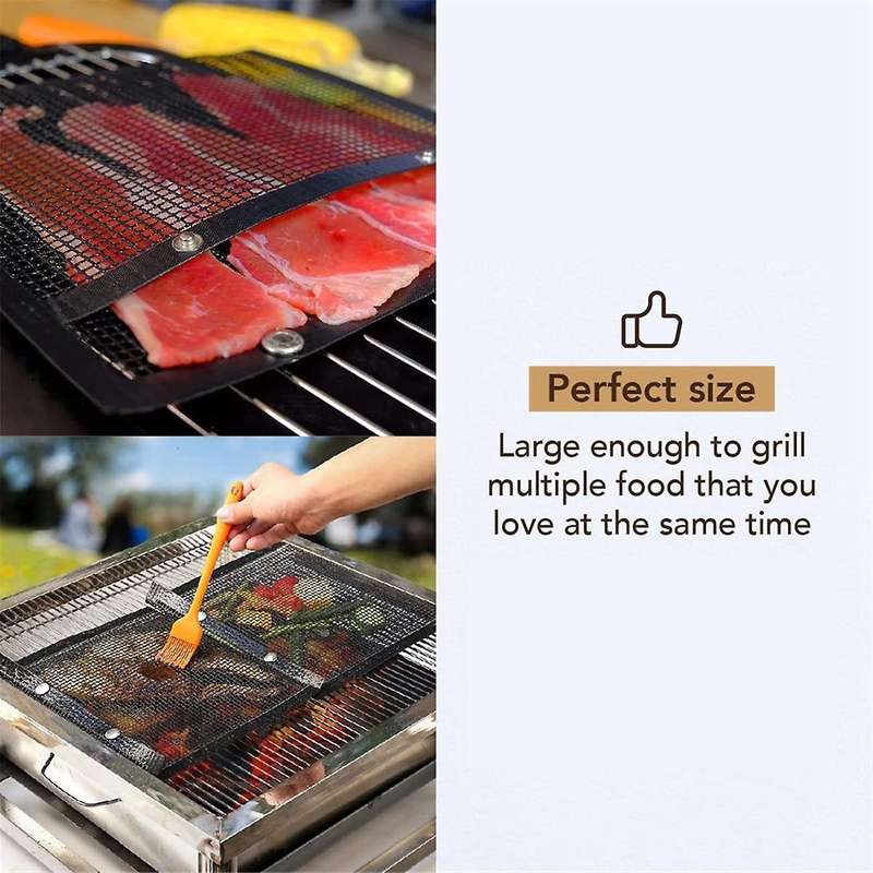 2 Pack BBQ Mesh Grill Bags Reusable, Reusable Non-Stick BBQ Mesh Grilling Bags/Grill Mat for Fish Ve