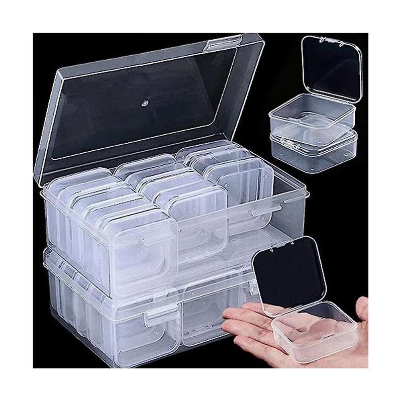 2 Pack Bead Organizers Box Clear Mini Plastic Bead Storage Containers Transparent Storage Box with L