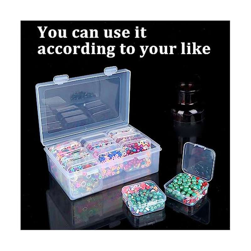 2 Pack Bead Organizers Box Clear Mini Plastic Bead Storage Containers Transparent Storage Box with L