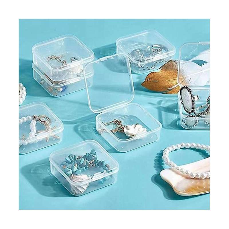 2 Pack Bead Organizers Box Clear Mini Plastic Bead Storage Containers Transparent Storage Box with L