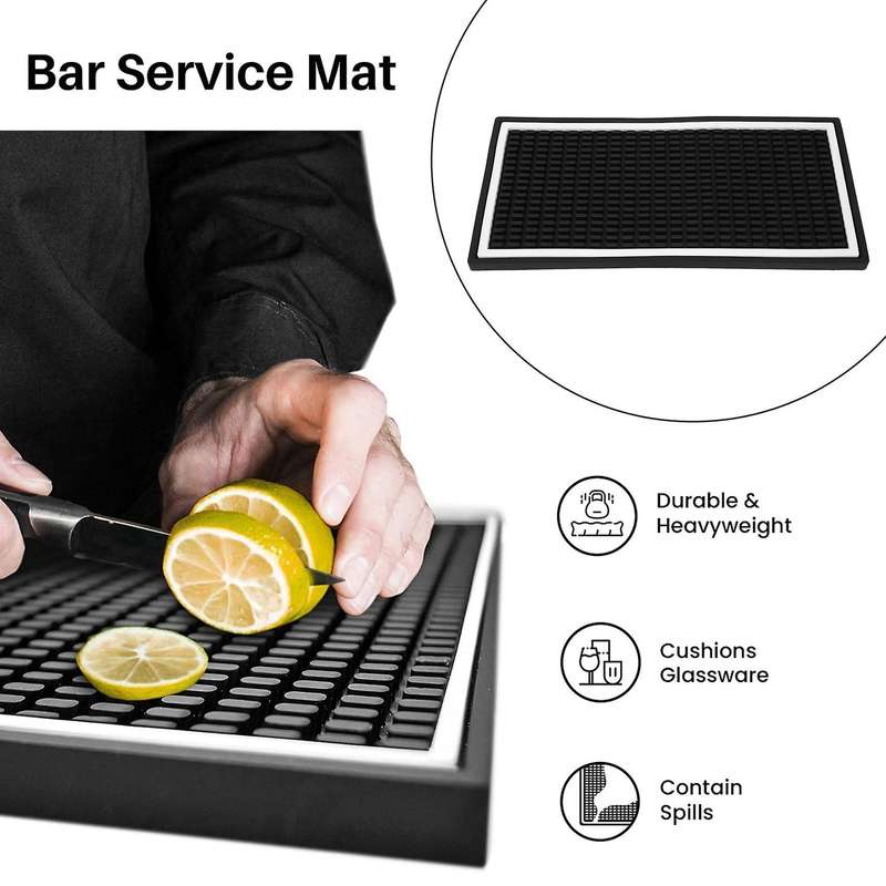 2 Pack Bar Mat, 12X6X0.4 Inch Thicken Rubber Bar Service Mat, Duty Anti-Slip Countertop Drink Spill