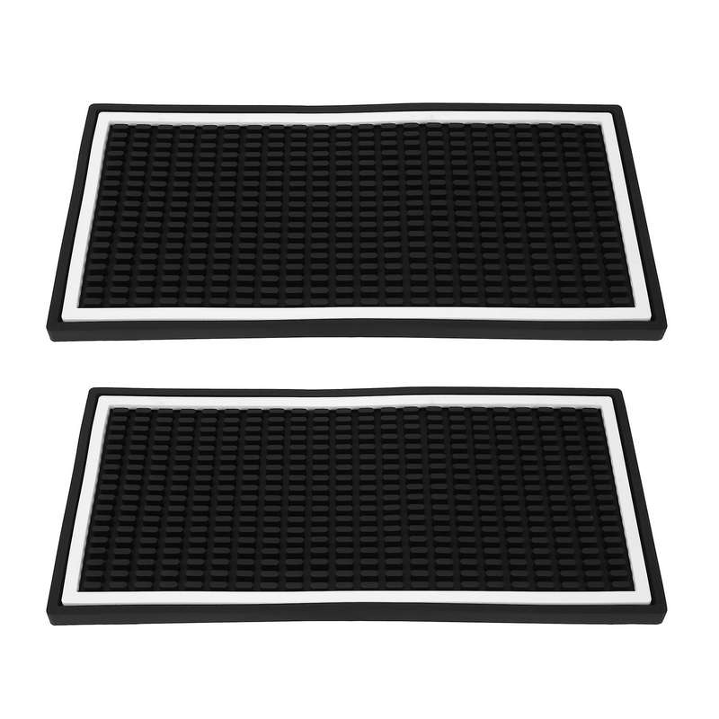 2 Pack Bar Mat, 12X6X0.4 Inch Thicken Rubber Bar Service Mat, Duty Anti-Slip Countertop Drink Spill